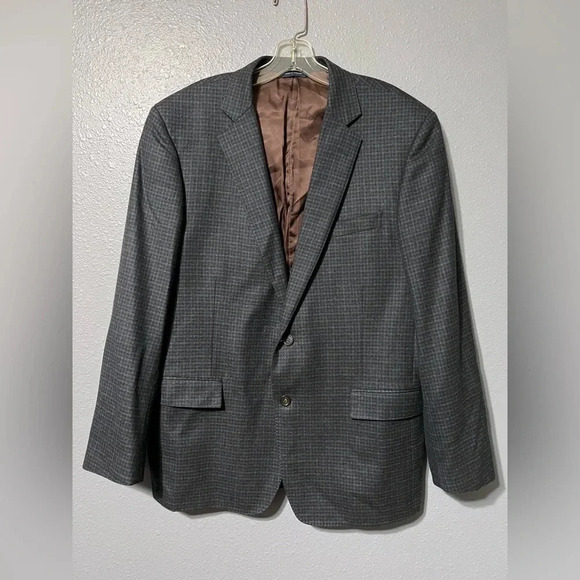 Brooks Brothers Blazer Mens 44R Regent Fit Reda Wool Blue/Gray/Brown Plaid EUC - Picture 1 of 13